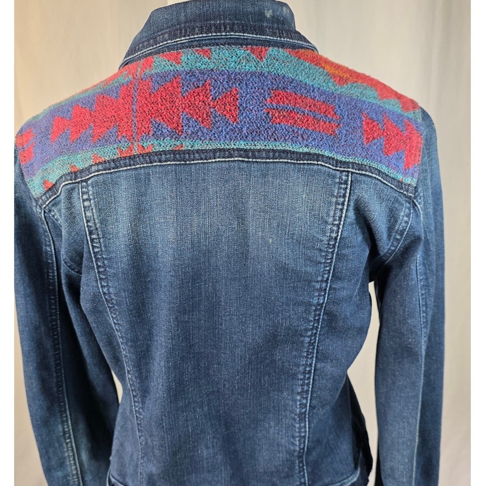 Coastal Cowgirl Zara Denim Jacket Southwestern Tapestry Yoke Dark Wash Large - Picture 4 of 8